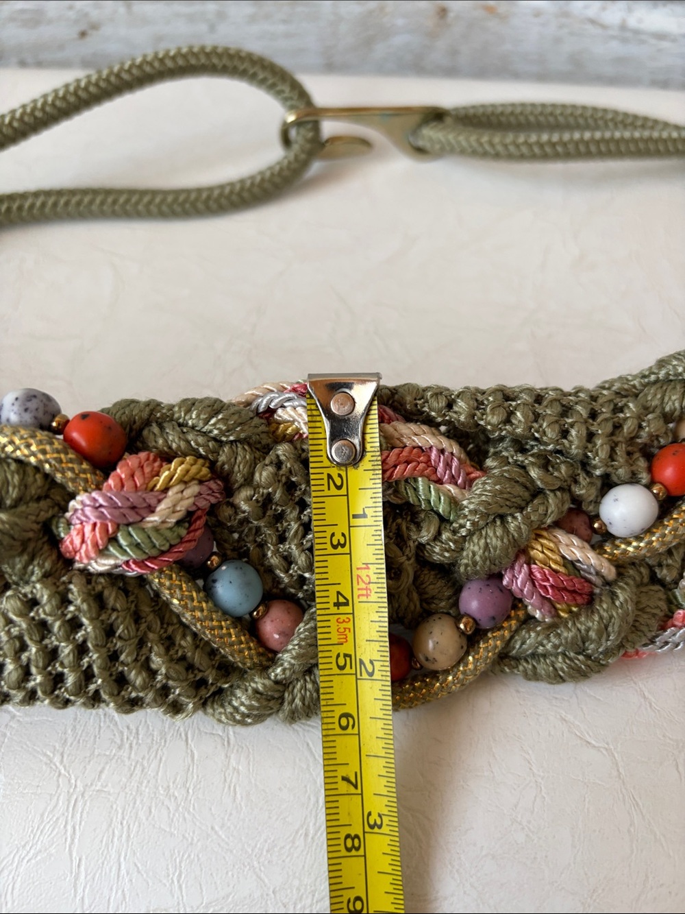 Rare Vintage 80s Bohemian Macramé Belt with Decorative Beadwork - Picture 10 of 10